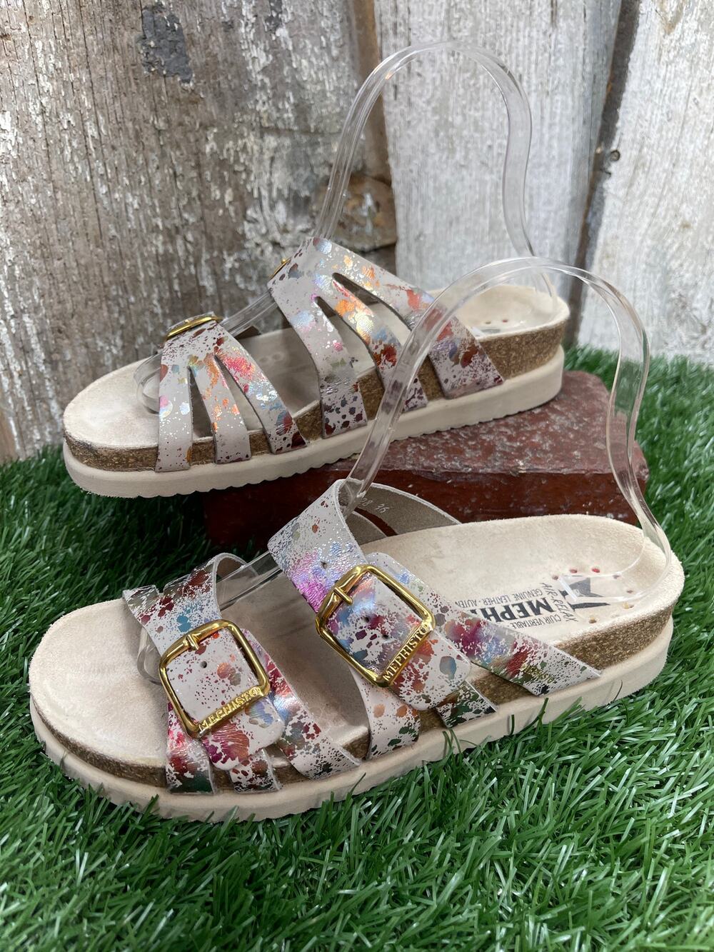 Mephisto HELISA Women Sandal Metallic Paint Splash Sandals Women's EU36 Ladies 6